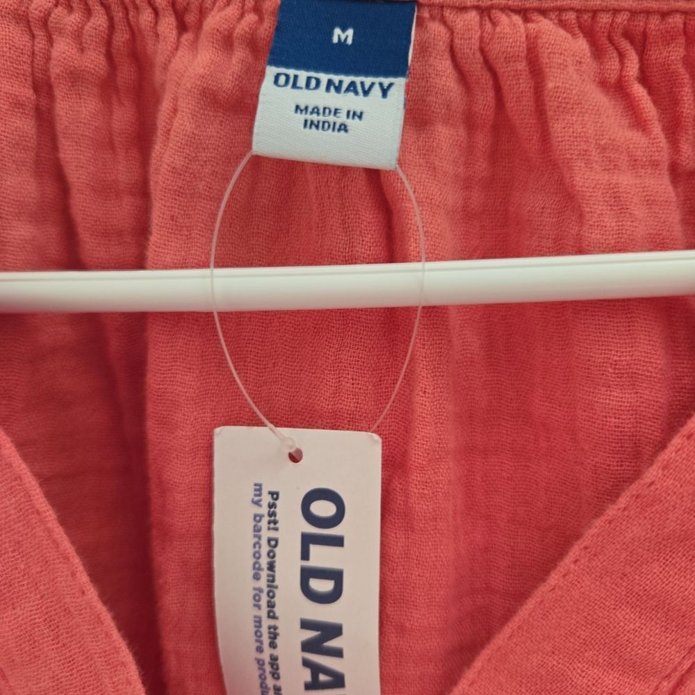 Old Navy Peach Long Sleeve Relaxed Blouse SZ M - Picture 3 of 5